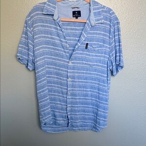 Ben Sherman Light Blue Striped Casual Shirt linen blend